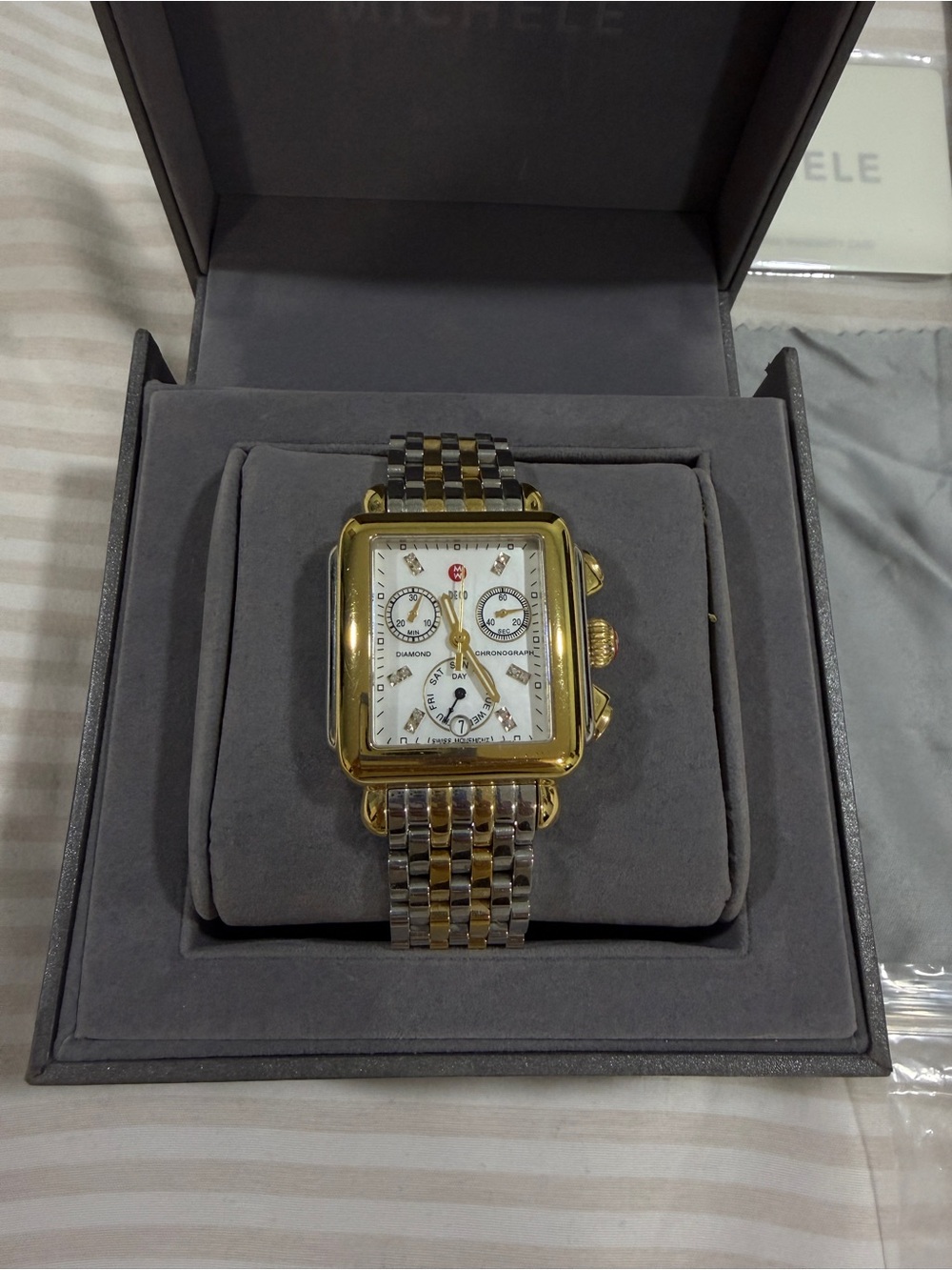 Michele Two-Tone Gold and Silver Women's Chronograph Watch